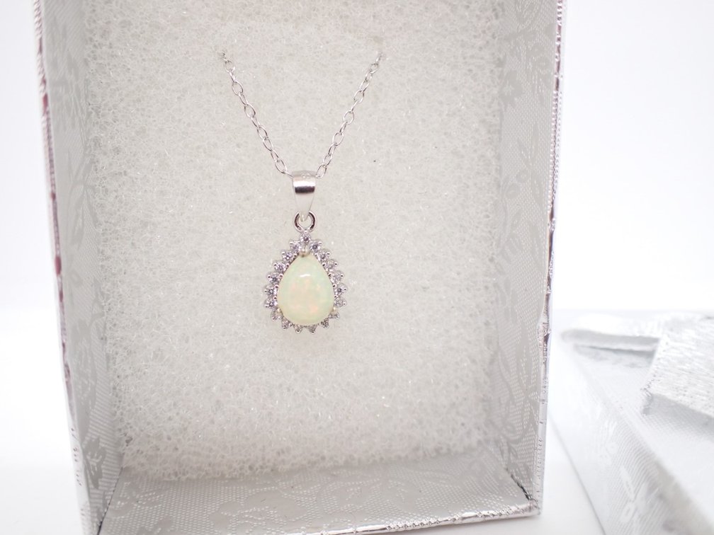 Natural AAA Very Top Fire Opal With Cubic Zirconia Accents
