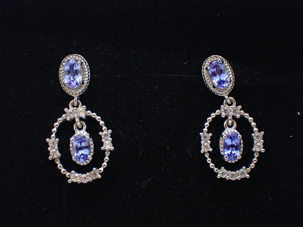 Tanzanite and White Zircon Earrings