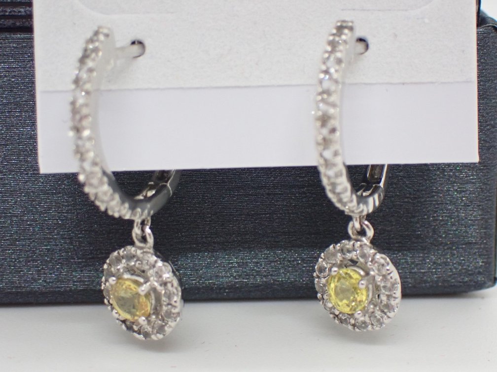 Yellow & White Sapphire Earrings