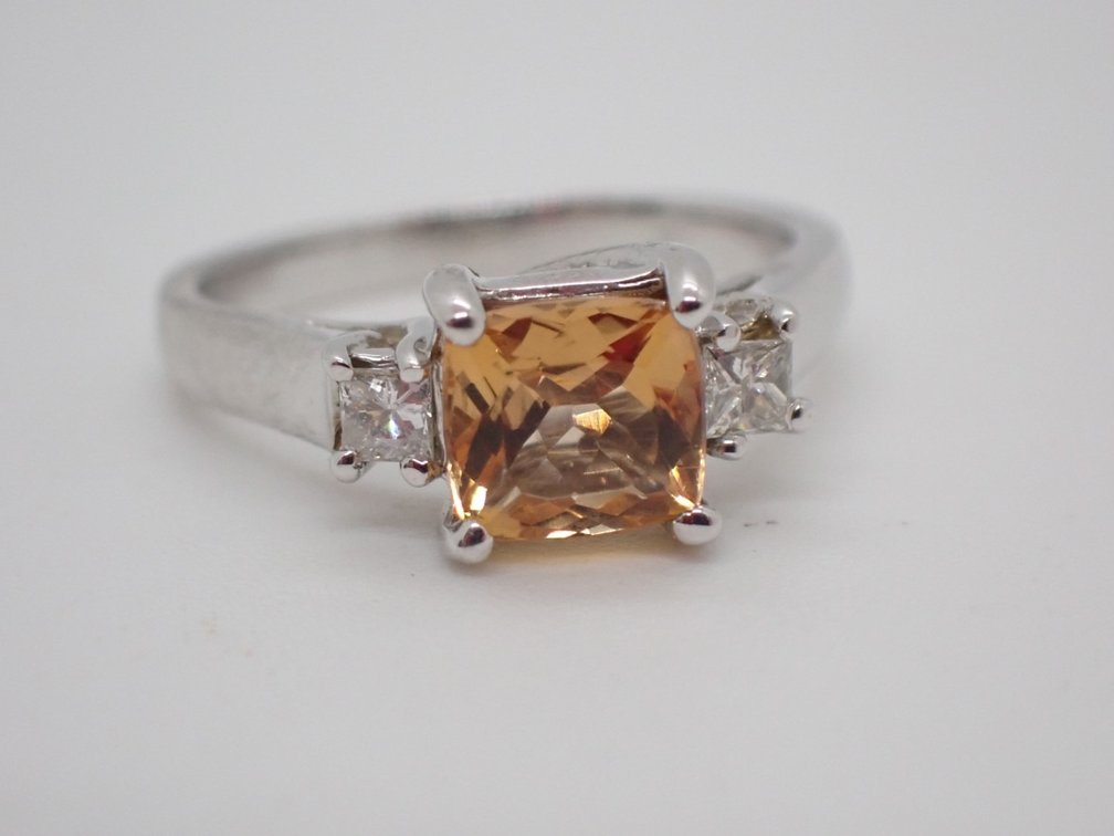 Stunning Imperial Topaz with Diamonds Ring