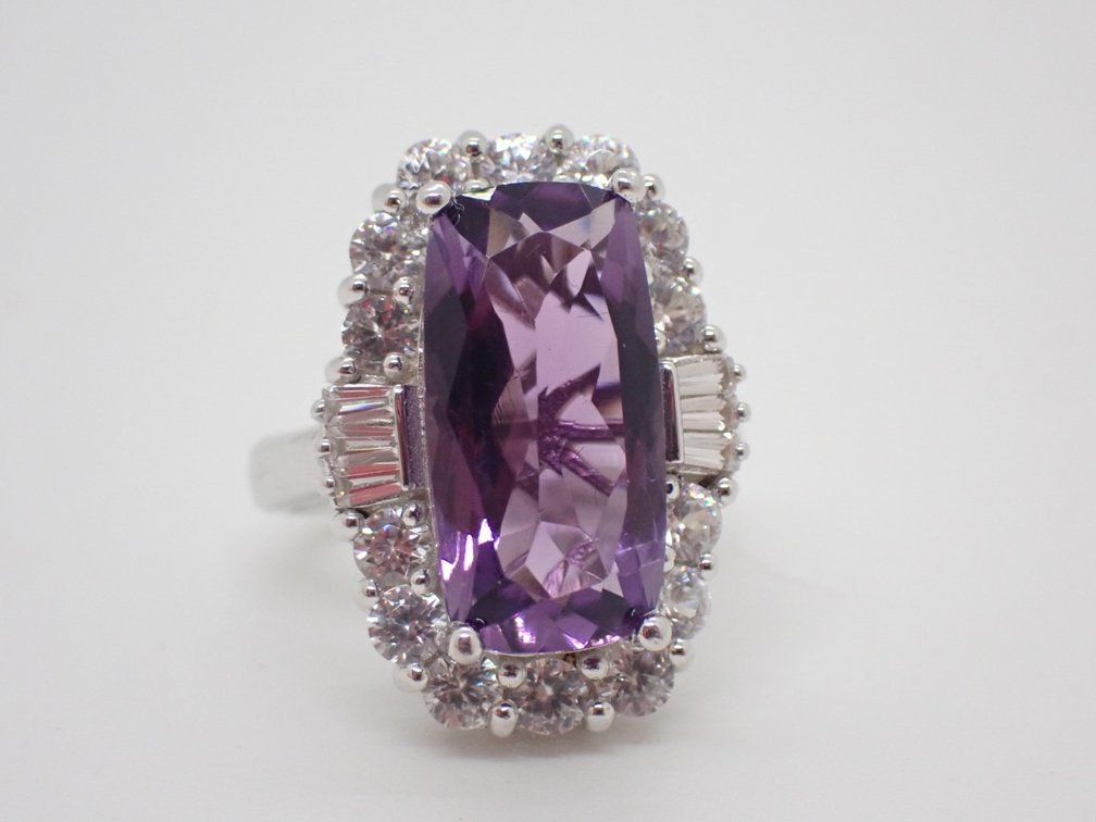 Lusaka Amethyst & White Zircon Ring