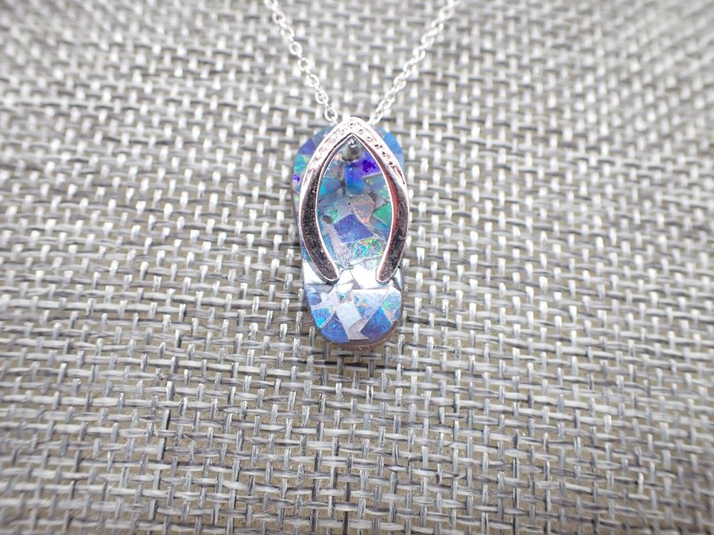 Mosaic Opal Doublet Sandal Pendant