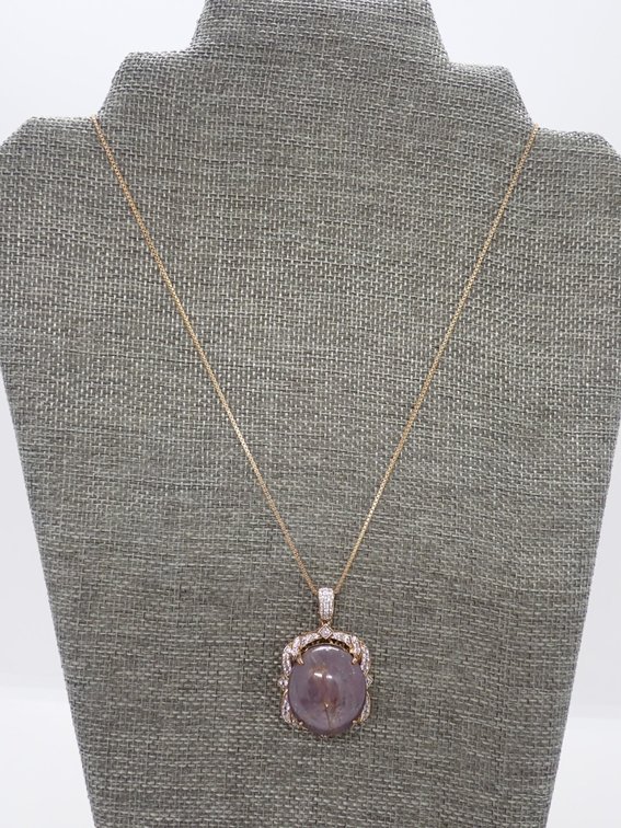 Dark Purple Cabochon Sapphire Necklace