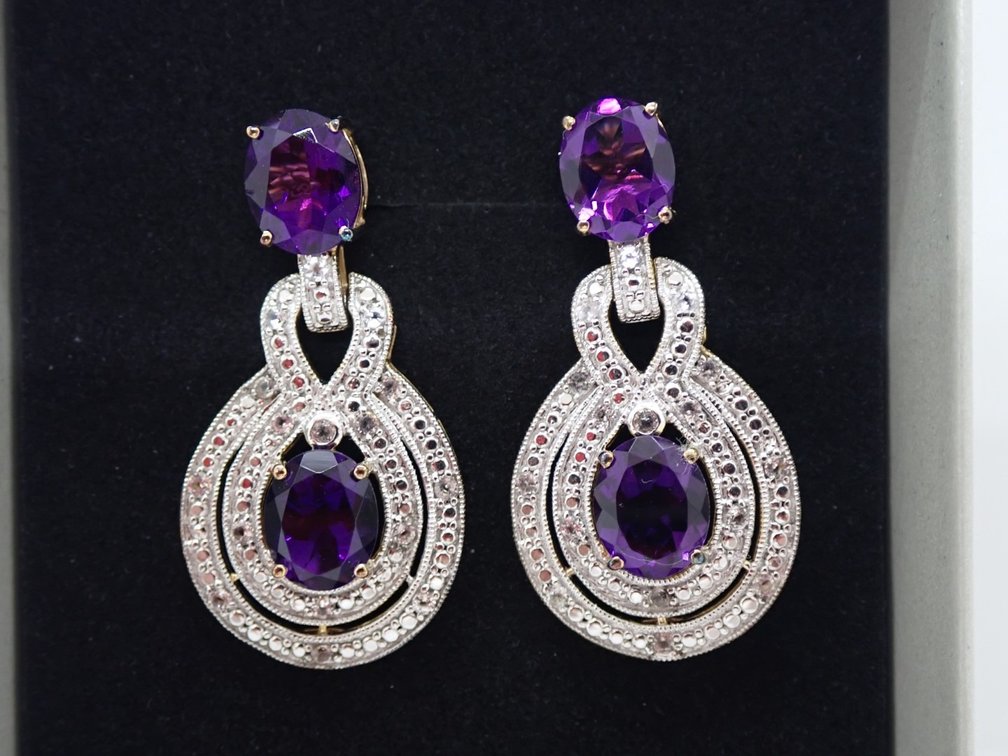 Amethyst & White Topaz Earrings