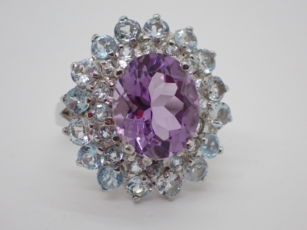 Amethyst & Sky Blue Topaz Ring