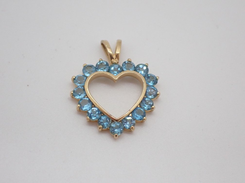 14k Yellow Gold  Blue Topaz Pendant