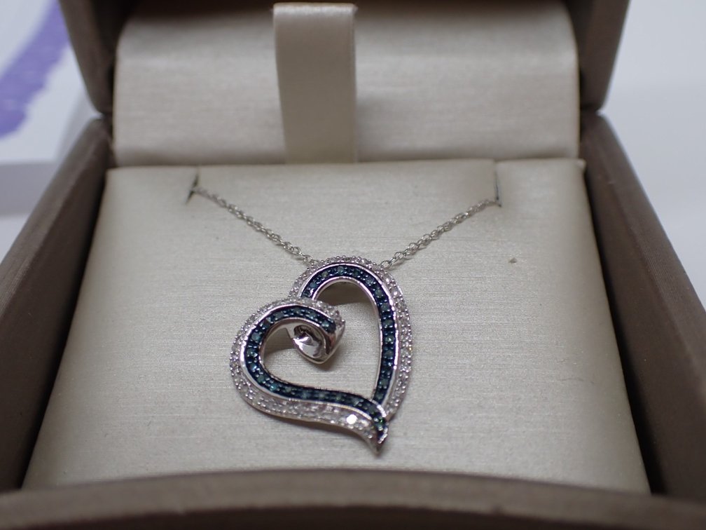 10k White Gold Blue & White Diamond Pendant