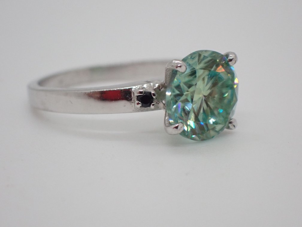 Blue Moissanite Ring
