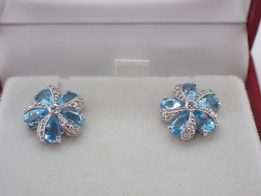 Swiss Blue Flower Earrings
