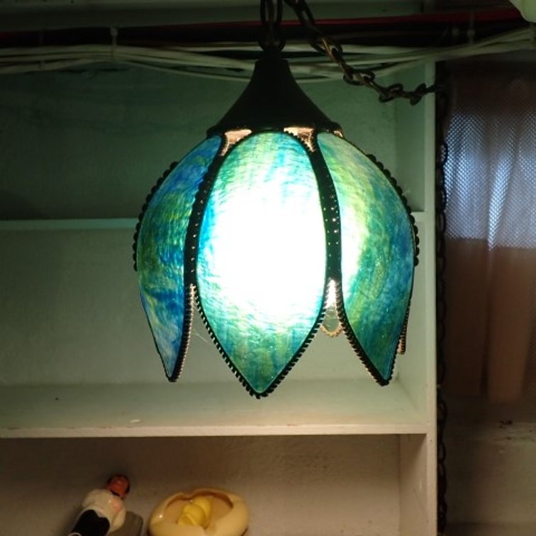 Blue Slag Glass Tulip Form