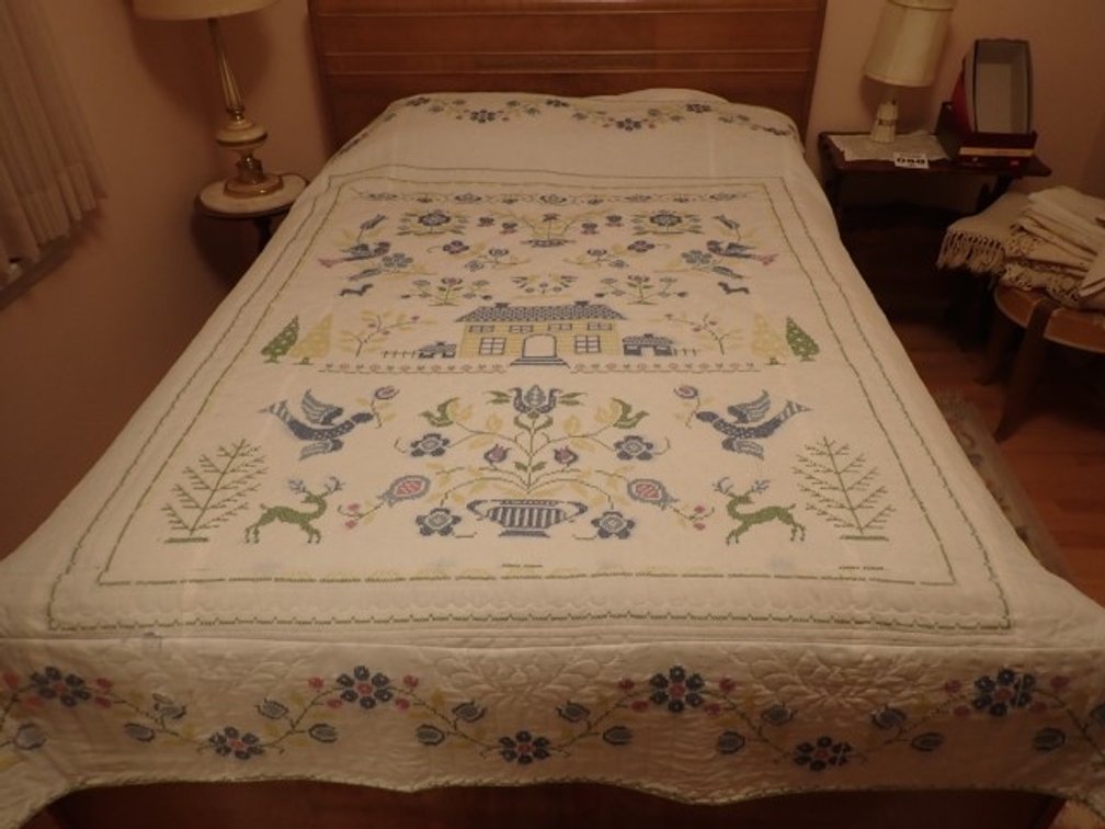 Handcrafted Cross Stitch Quilt