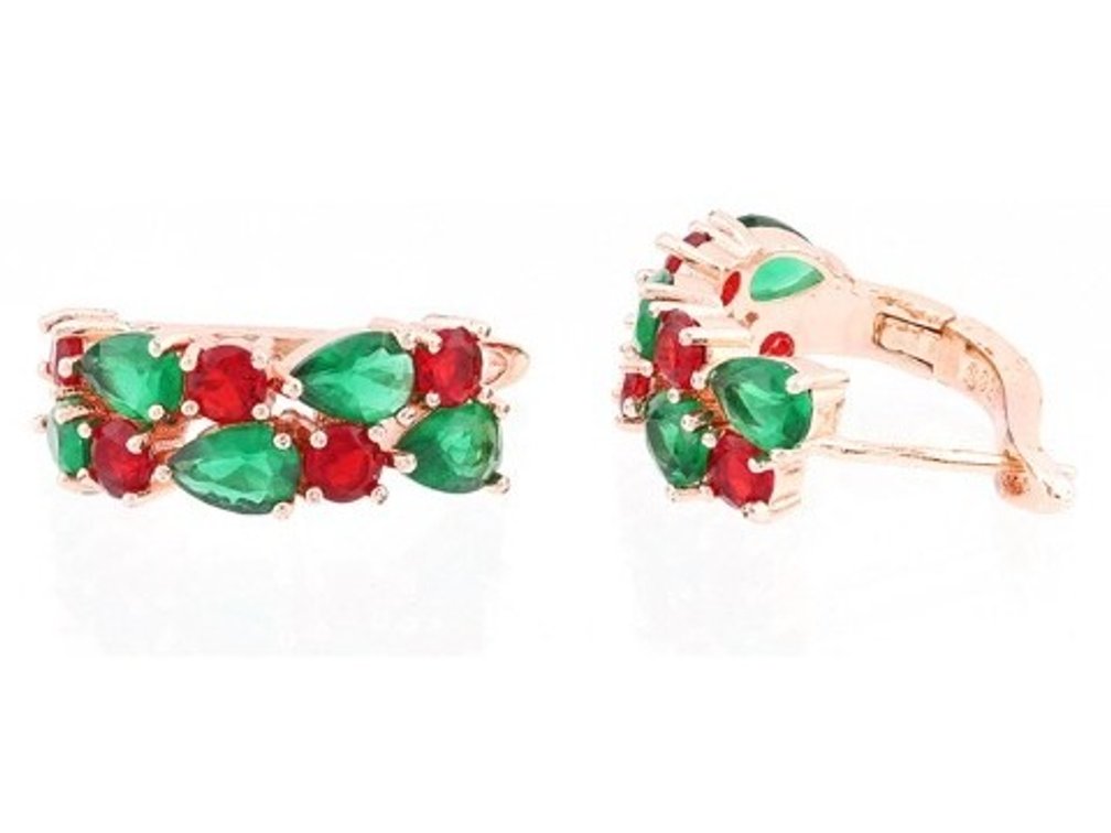 Citrine and Garnet Sterling Silver Leverback Hoop Earrings