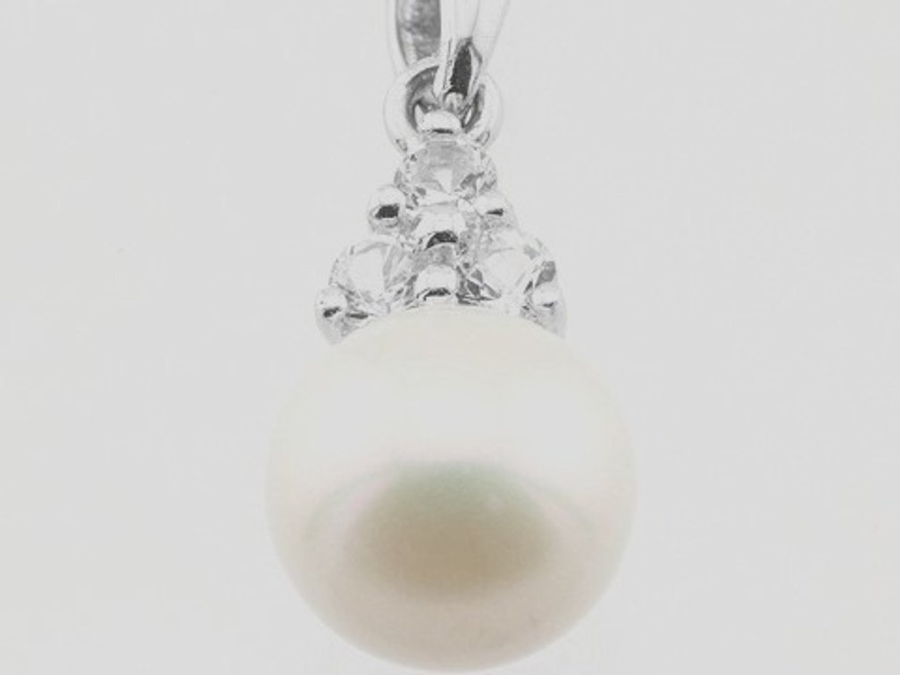 Cultured Pearl and Glass Crystal 14K White Gold Pendant