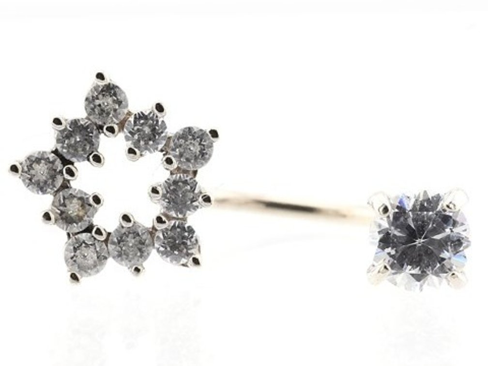 Cubic Zirconia White Gold Star Style Belly Ring