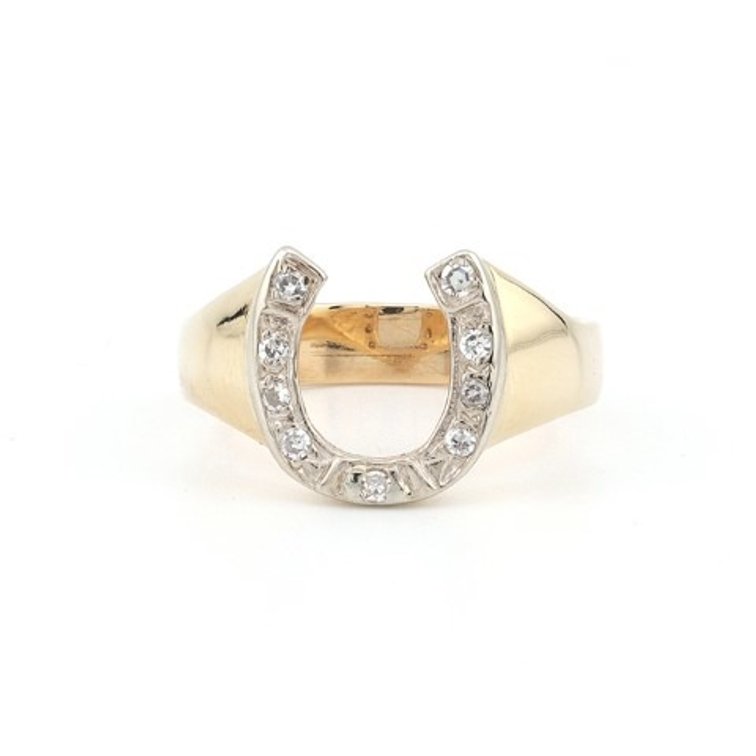 Diamond Horseshoe 14K Gold Ring (Size 5½)