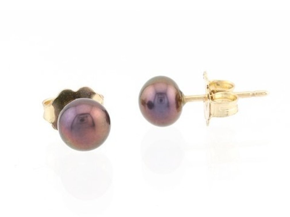Dyed Freshwater Cultured Pearl 10K Gold Stud Earrings