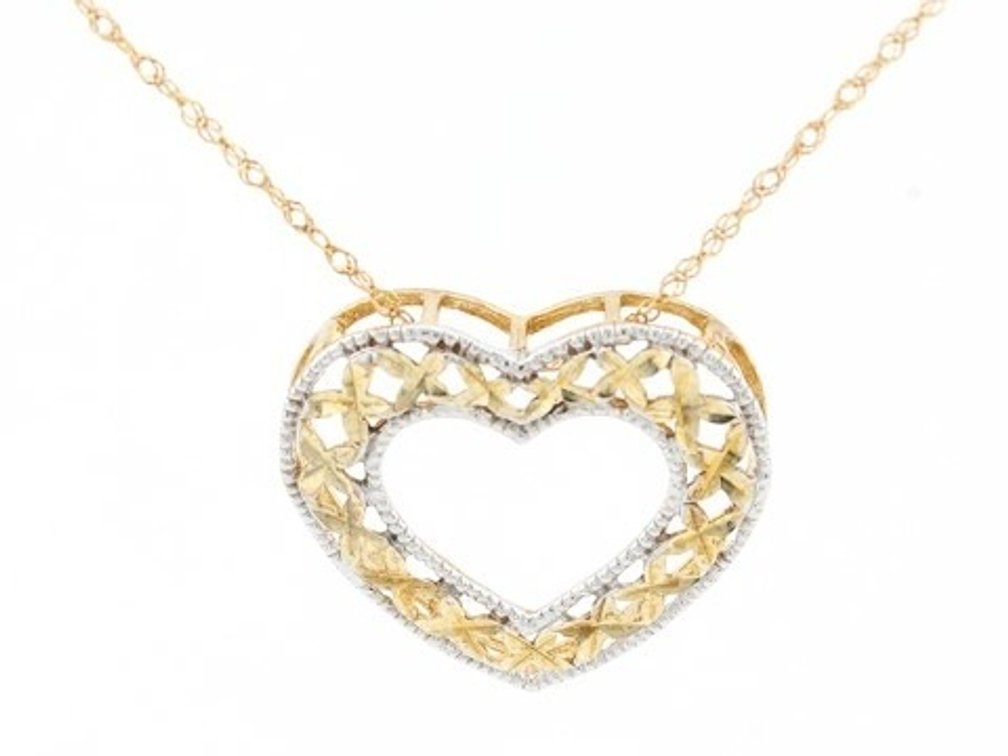Gold Pierced Heart 10K Gold Pendant on Singapore Chain