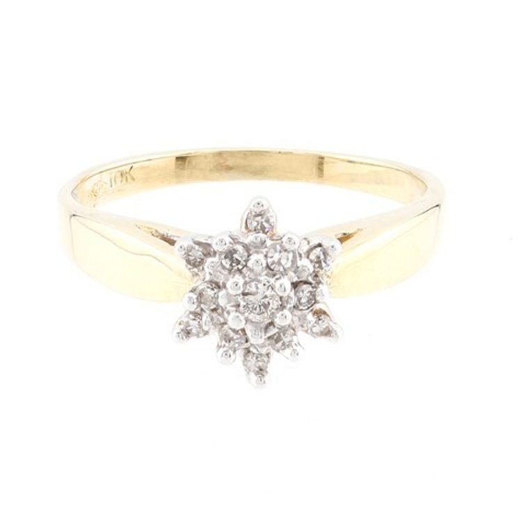 Diamond Cluster 10K Gold Ring (Size 5)