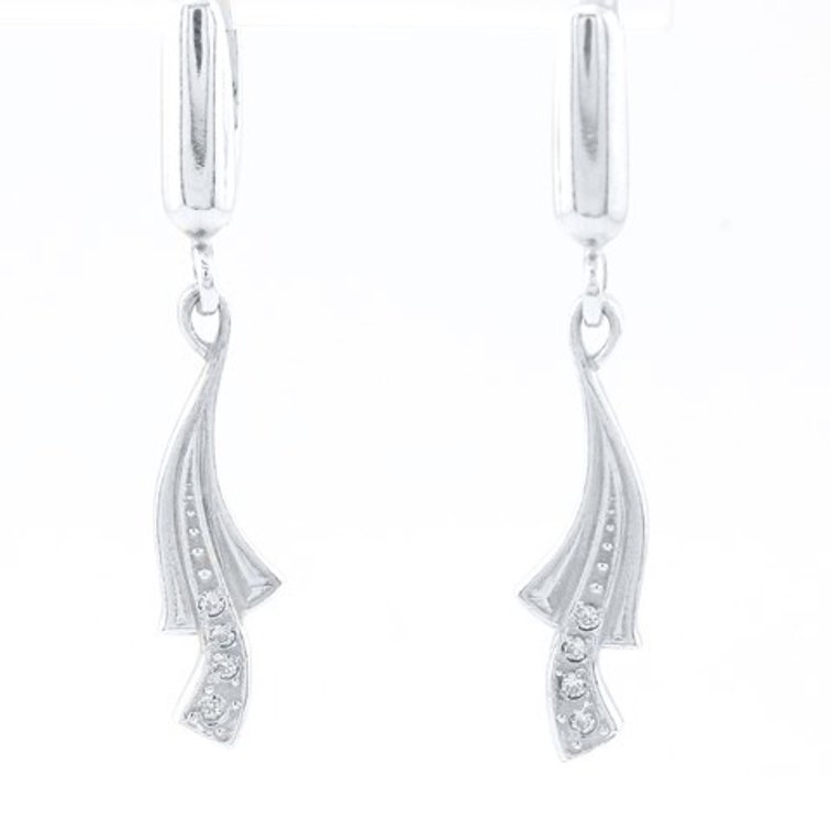 Cubic Zirconia Sterling Silver Leverback Dangle Earrings
