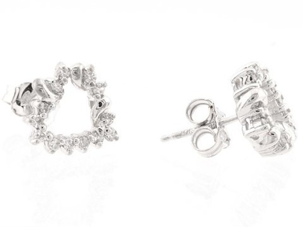 Diamond White Gold Heart Stud Earrings