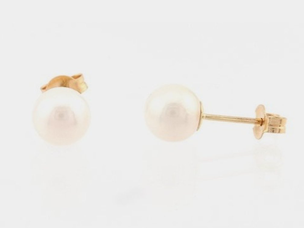 Cultured Akoya Pearl 14K Gold Stud Earrings