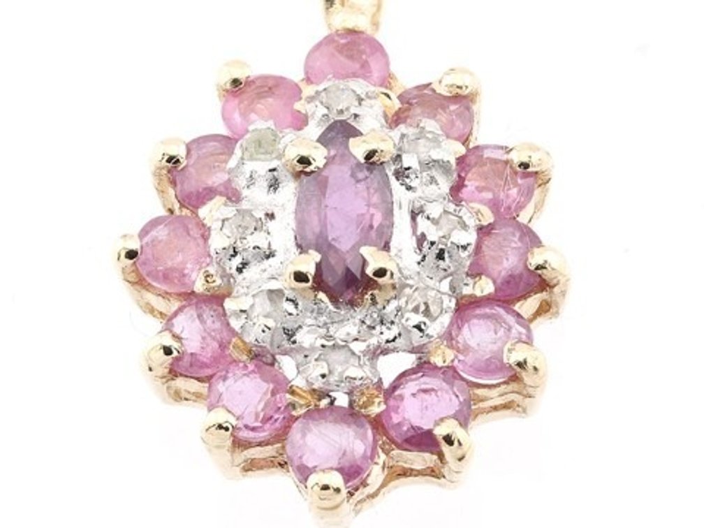 Pink Sapphire and Diamond 10K Gold Pendant