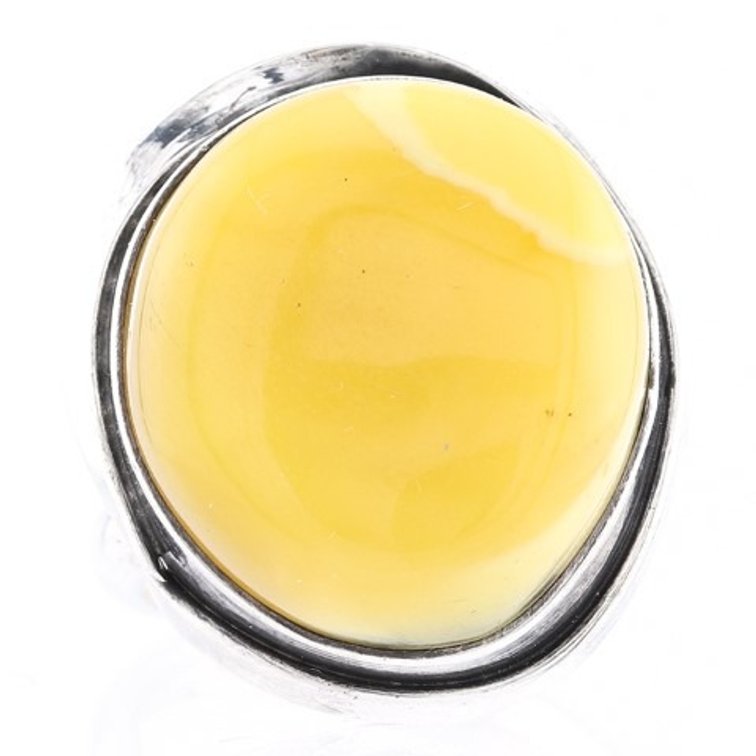 Imitation Yellow Agate Sterling Silver Ring (Size 7)