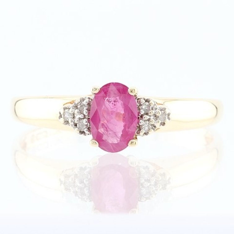 Ruby and Diamond 10K Gold Ring (Size 7)