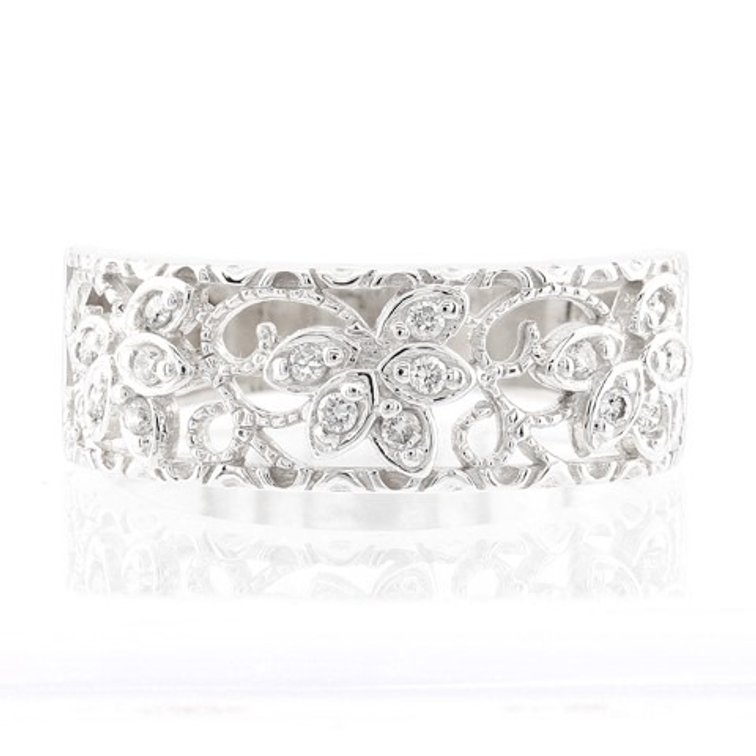 Diamond White Gold Filigree Band (Size 7½)
