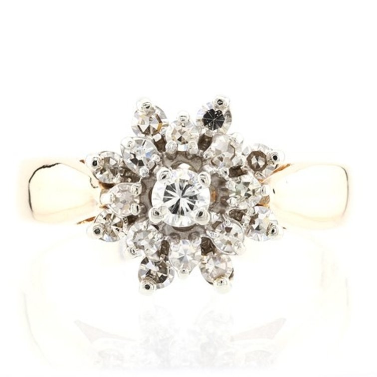 Diamond Cluster 14K Gold Ring (Size 7)