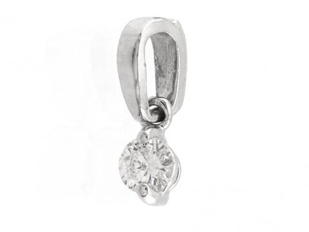 Diamond 10K White Gold Solitaire Pendant