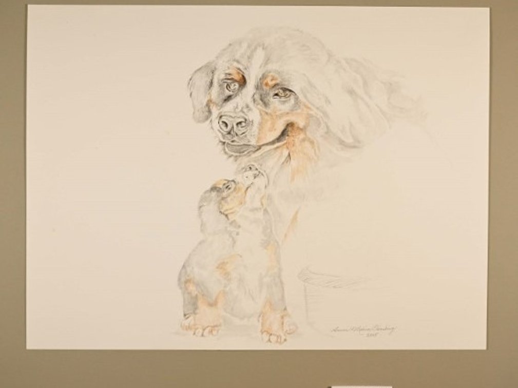 Dog With Puppy on 140lb watercolour paper