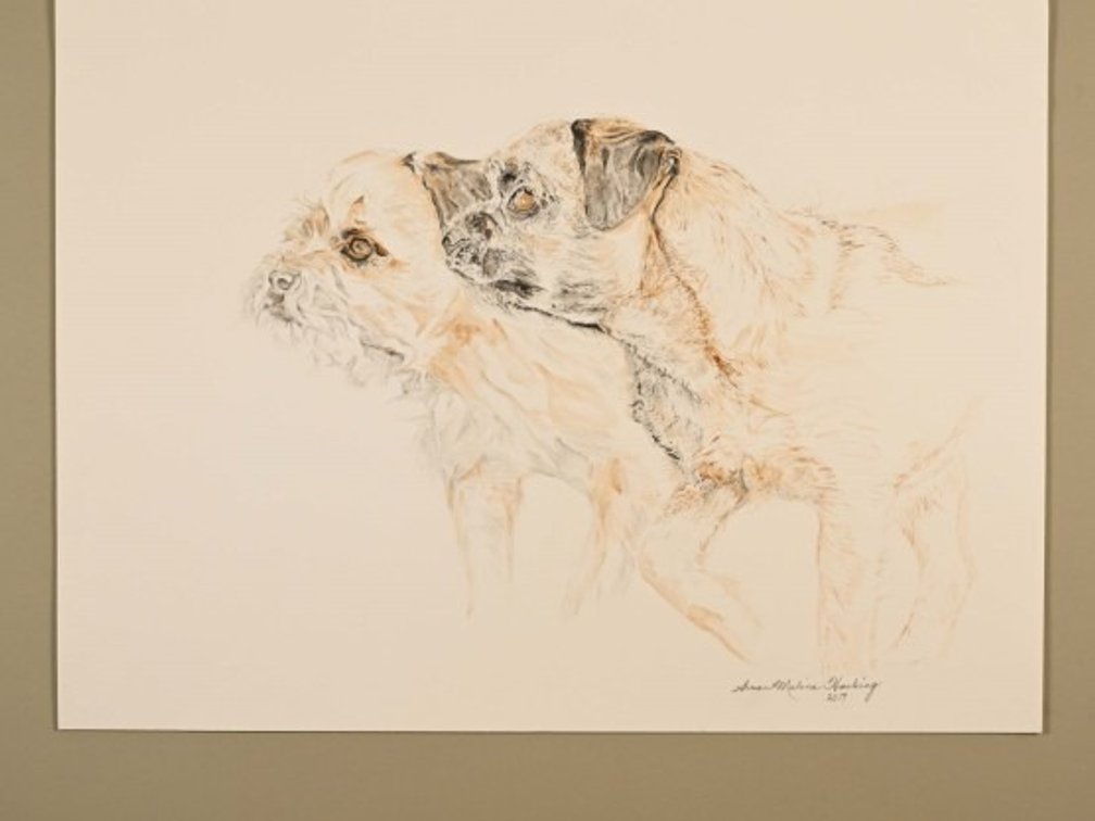 Two Dogs on 140lb watercolour paper