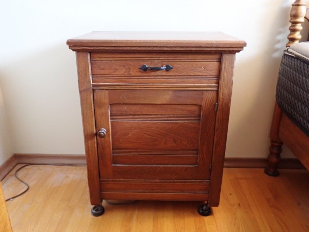 Vintage Oak "Ice Box" Style Night Stand