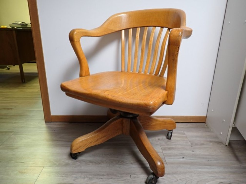 Vintage H.G Krug Oak Swivel Bankers Chair