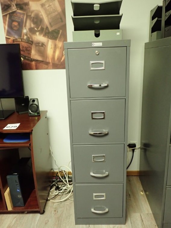 4 Drawer Grey Metal Filing Cabinet + File Folder