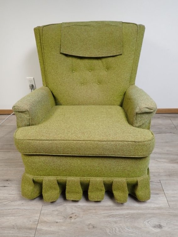 Vintage 1970's  rocker recliner in Green Tweed Fabric
