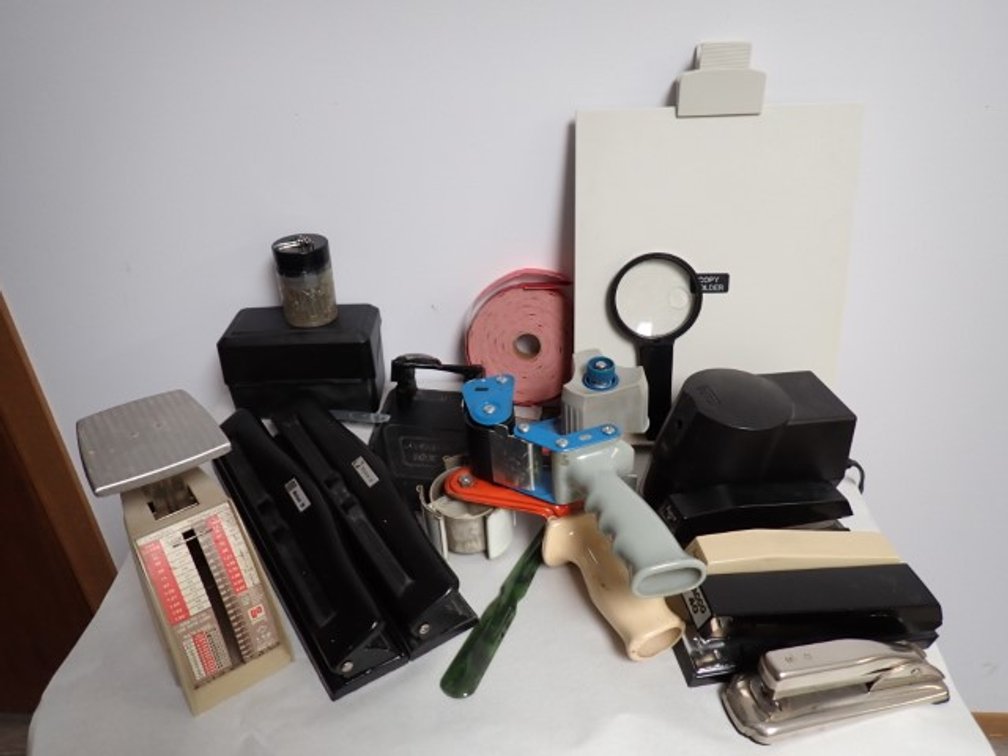Assorted Lot of Office Supplies and Vintage Office Items