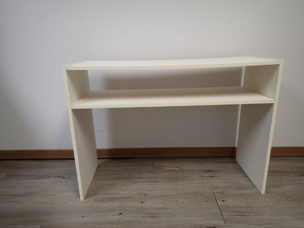 White laminate desktop shelf