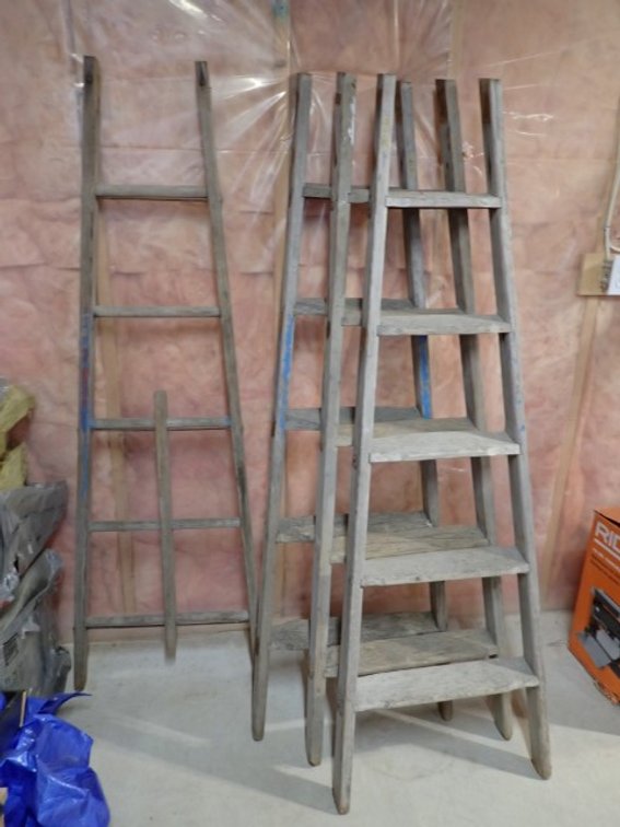4 Vintage Wooden Ladders