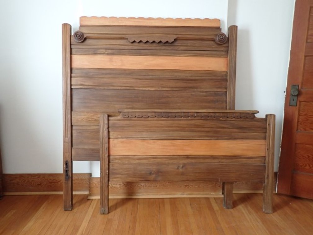 Antique Victorian Eastlake Style Headboard & Footboard