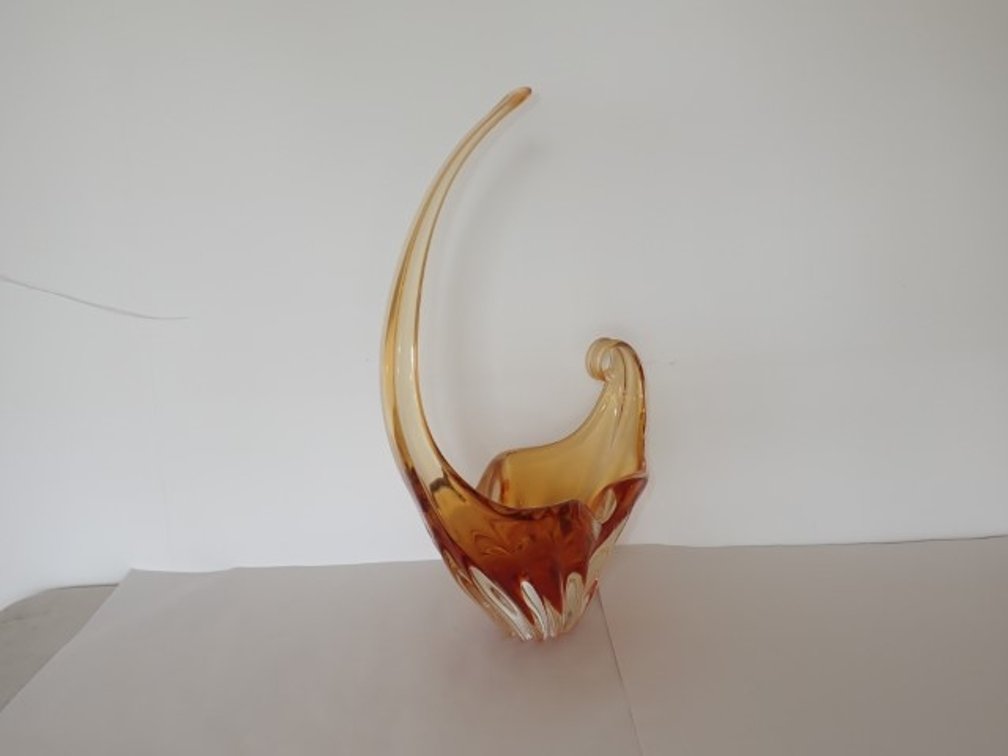 MCM Amber Glass Centerpiece