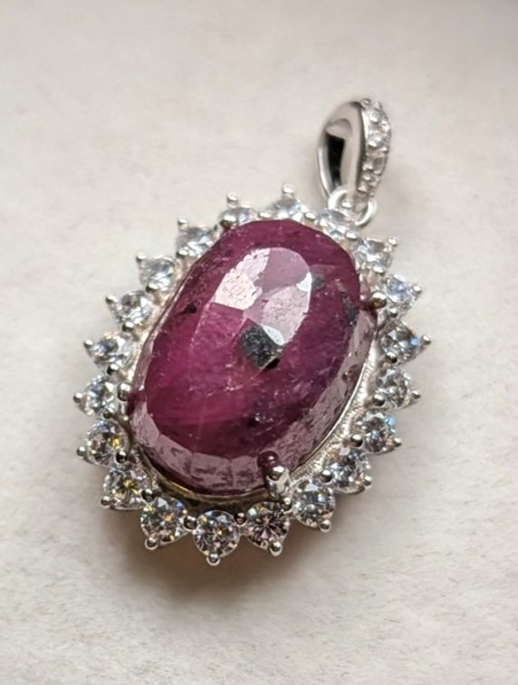 3.8 Gram Certified Silver Ruby gemstone Pendant