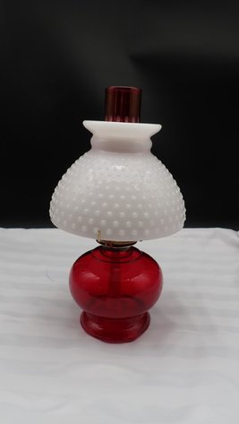 Image for Red Molded Lamp with Fenton Shade