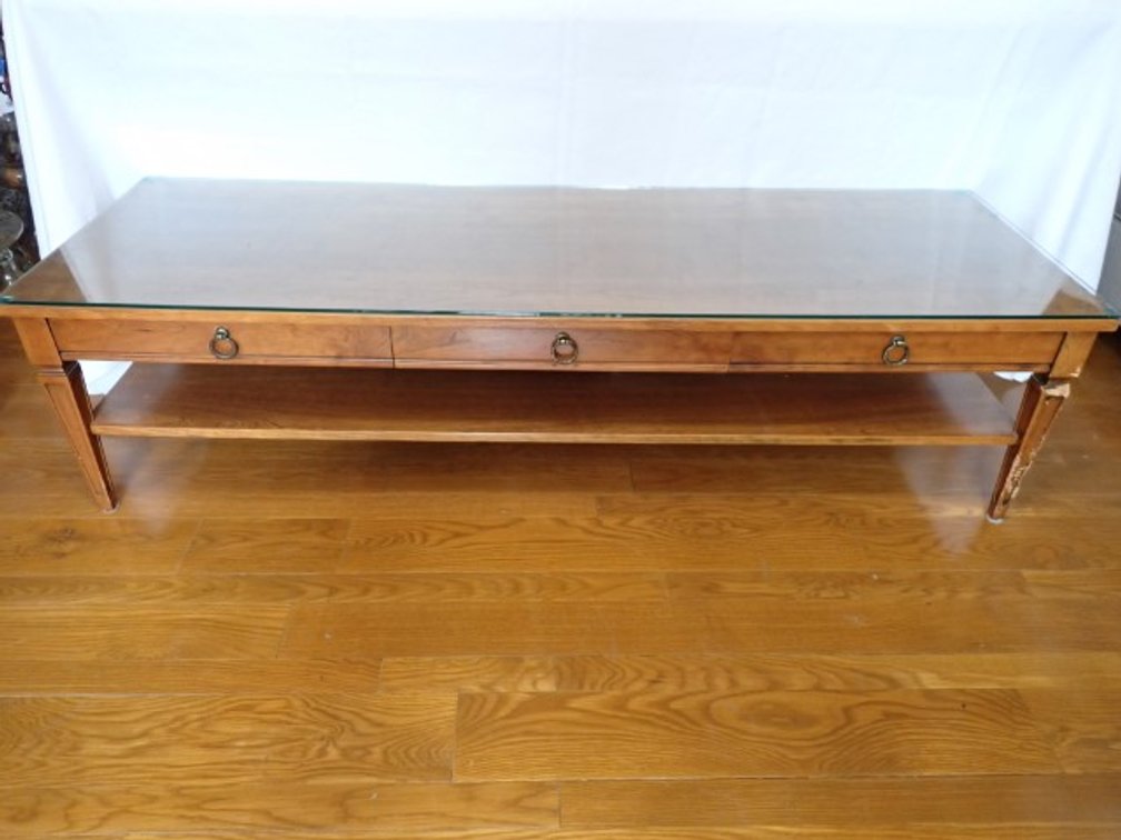 Wooden Coffee Table with Glass
