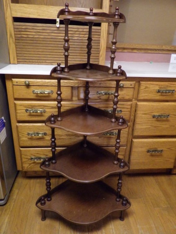Wooden Corner Whatnot Shelf