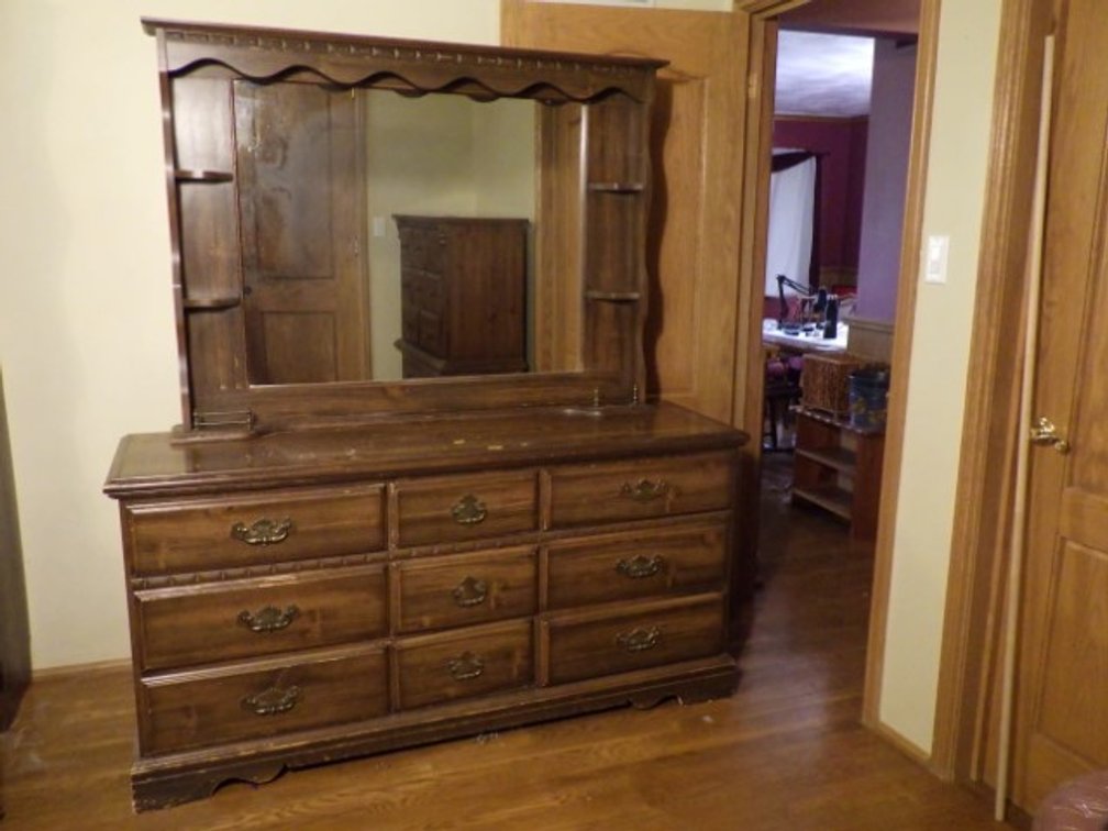 MCM Colonial Style Dresser With Mirror
