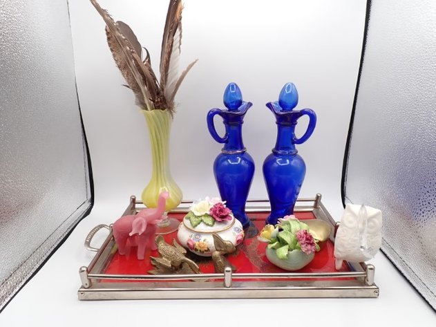 Image for Vintage Table Tray With Collectibles