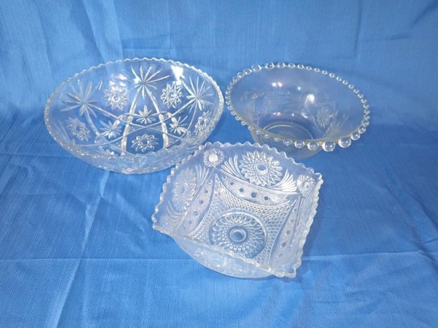 Image for Vintage Pressed Glass Serving Bowls