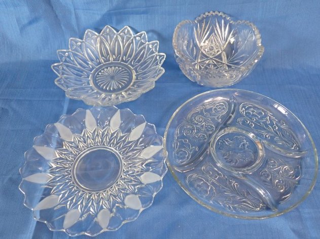 Image for Vintage Pressed Glass Serving Items